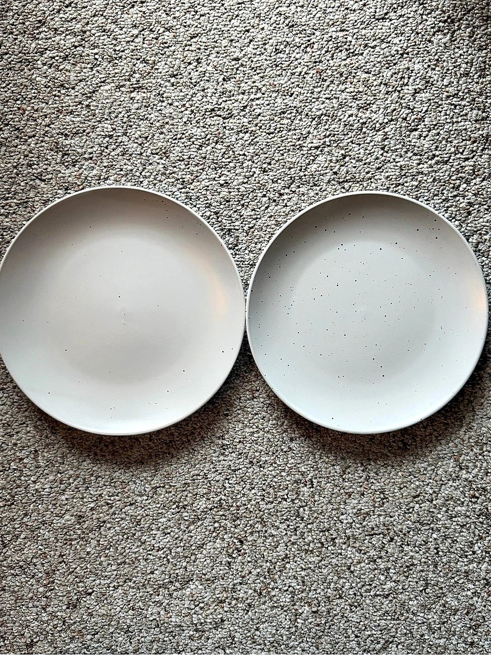 2pk Set Speckled White Black Dinner Plates 2 Two 10" Round Ceramic Home Dining
